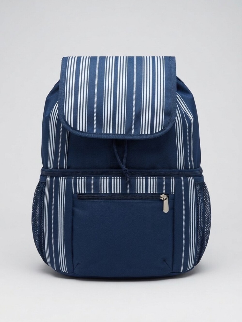 Picnic Time Oniva Zuma Backpack Cooler Insulated Stripe Navy Blue White